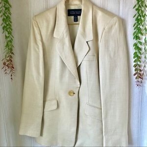Linda Allard Ellen Tracy Cream Linen & Silk Blazer
